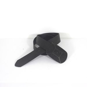 Distressed Black Leather Belt with Black Rhinestone Sparkly Large Buckle